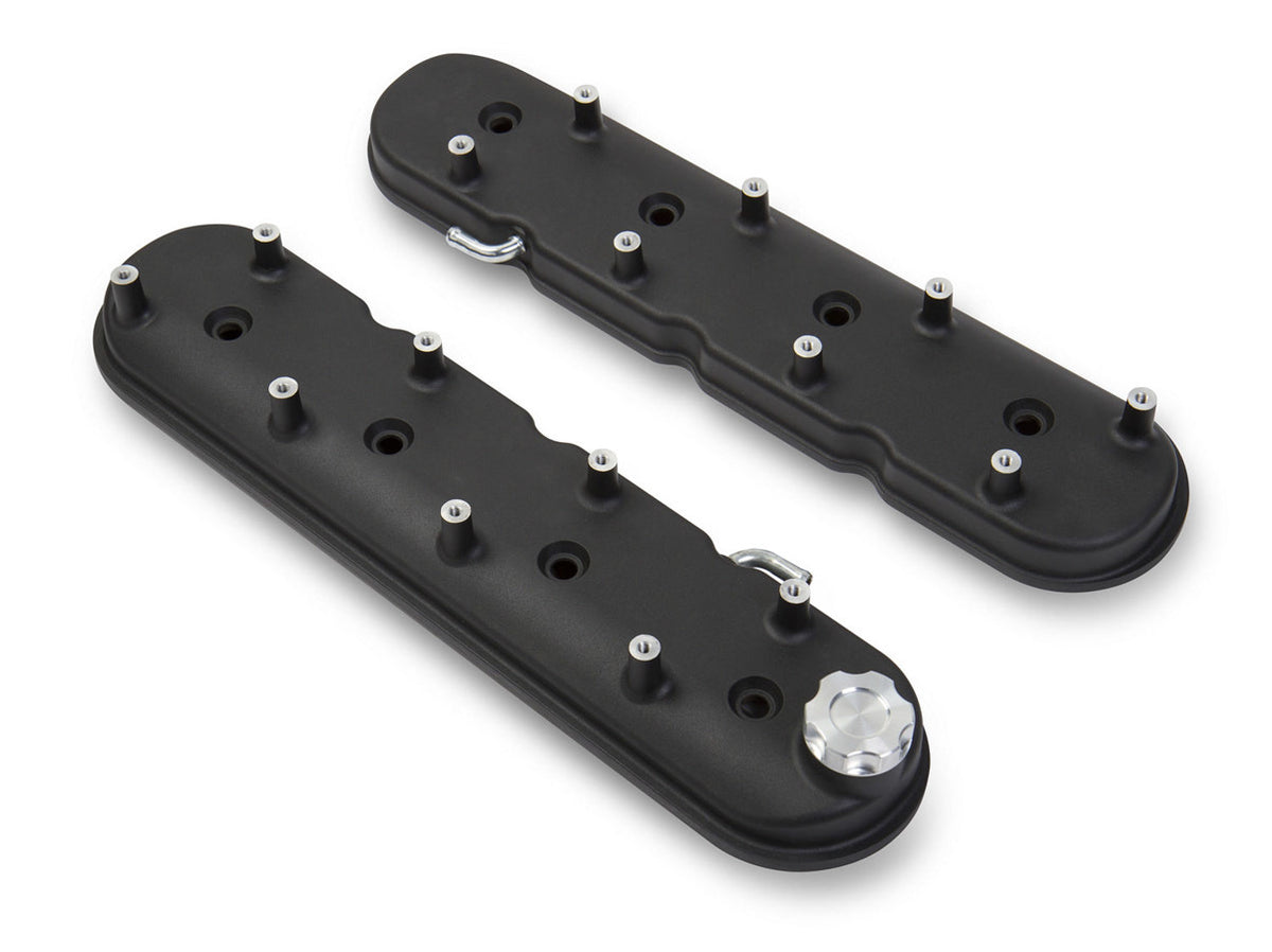 Holley GM LS1 Valve Cover Set Black Krinkle Finish