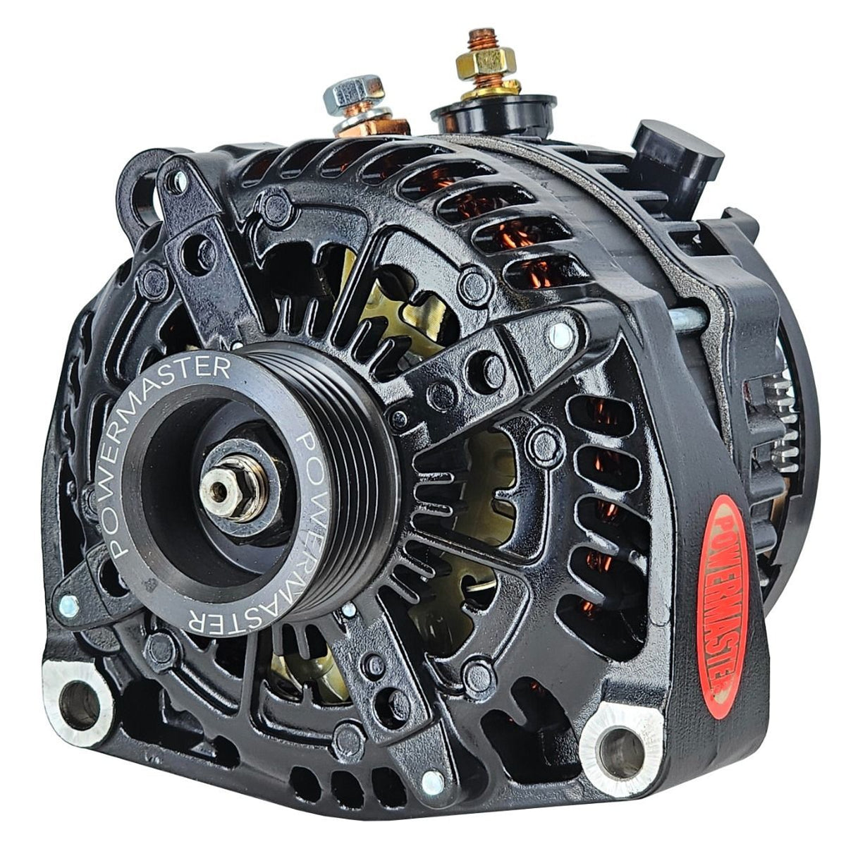 Powermaster Black Alt GM Denso 250A 6 Grv 16.8 Preset CCW