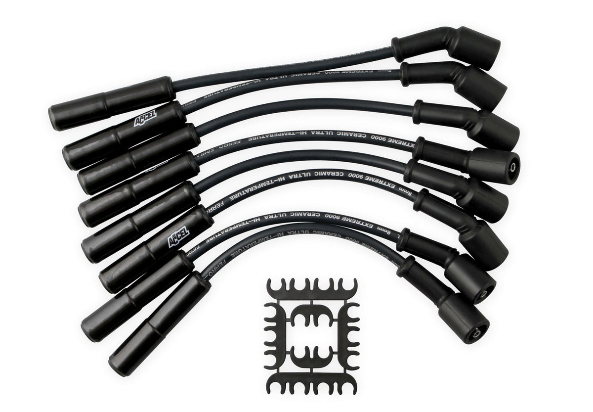 ACCEL X9000 Spark Plug Wire Set GM LS 12in Long Blk