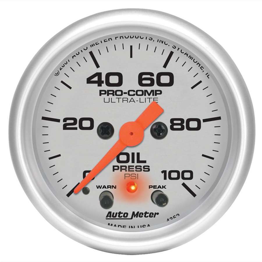 AutoMeter 2-1/16in U/L Oil Press. Gauge w/Peak & Warning