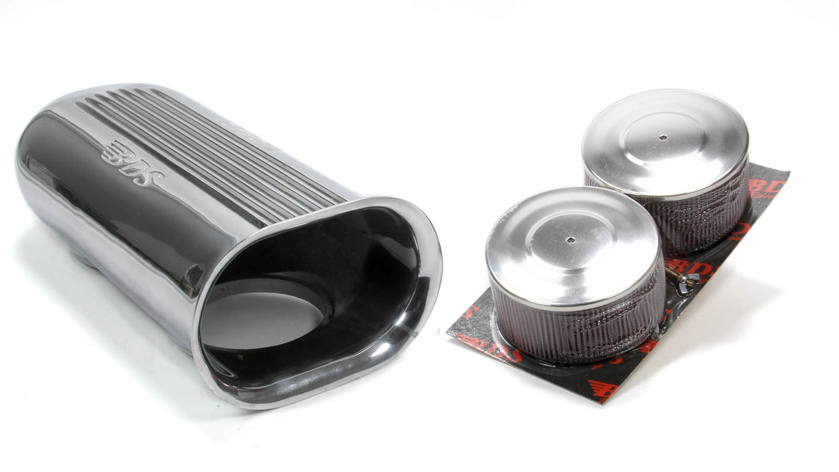Blower Drive Service Polished Aluminum Dual Carb Scoop w/Air Filters