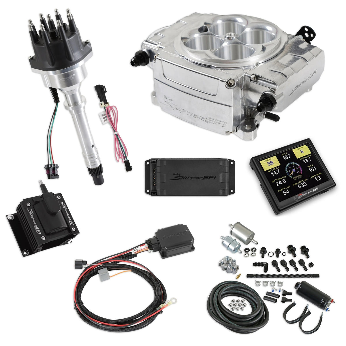 Holley Sniper-2 EFI Master Kit w/SBC Ignition Polished