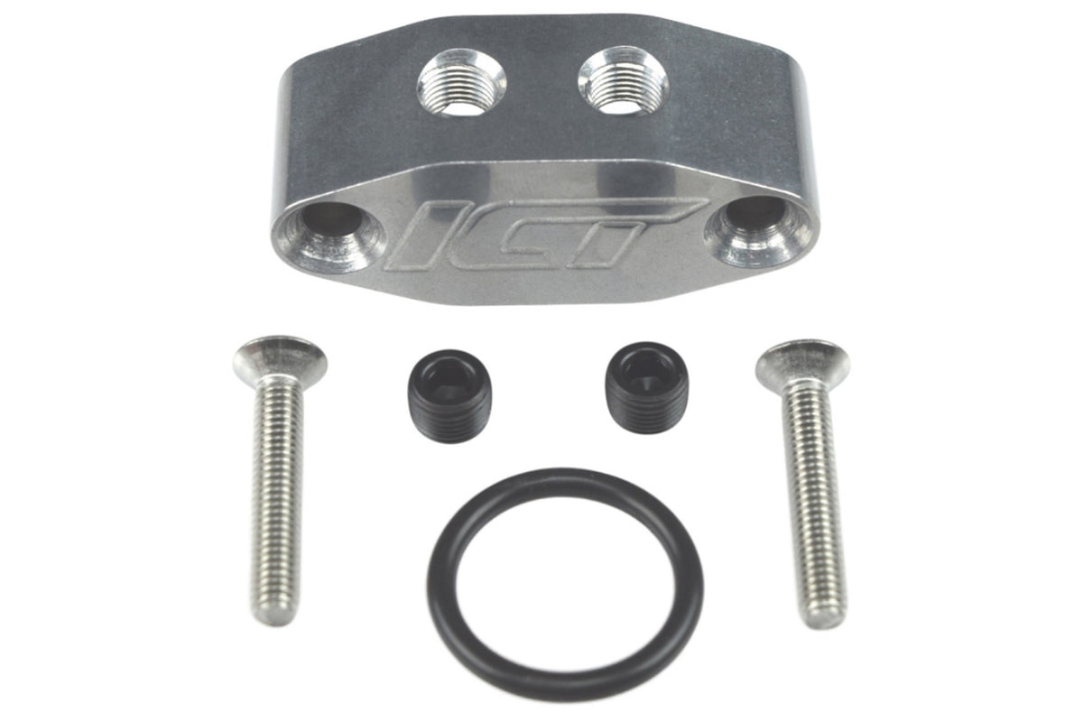 ICT Billet LS Oil Cooler Adapter W/ Dual 1/8 NPT Ports