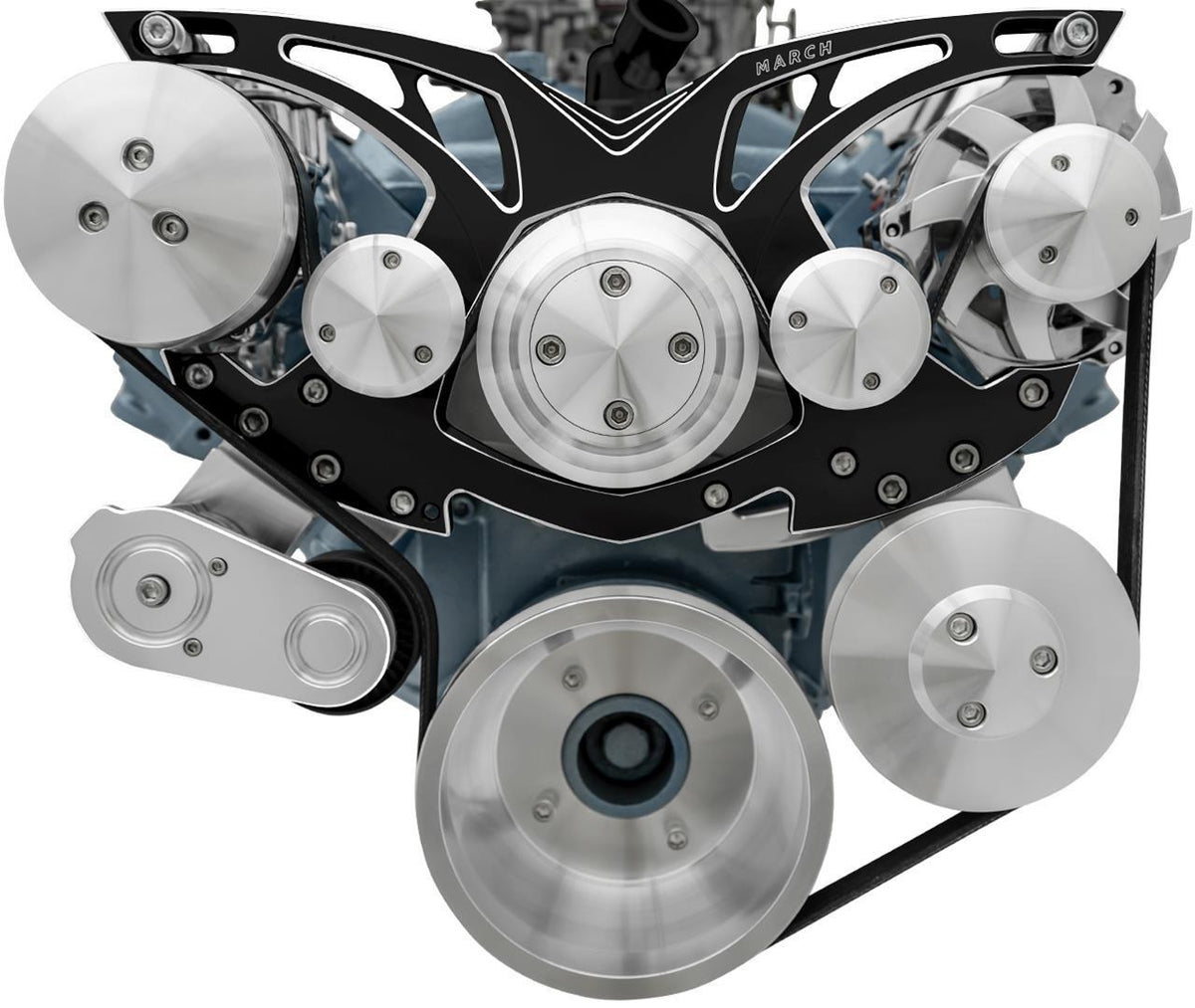 March Performance Pontiac V8 Style Track Serpentine Kit Blk Onyx