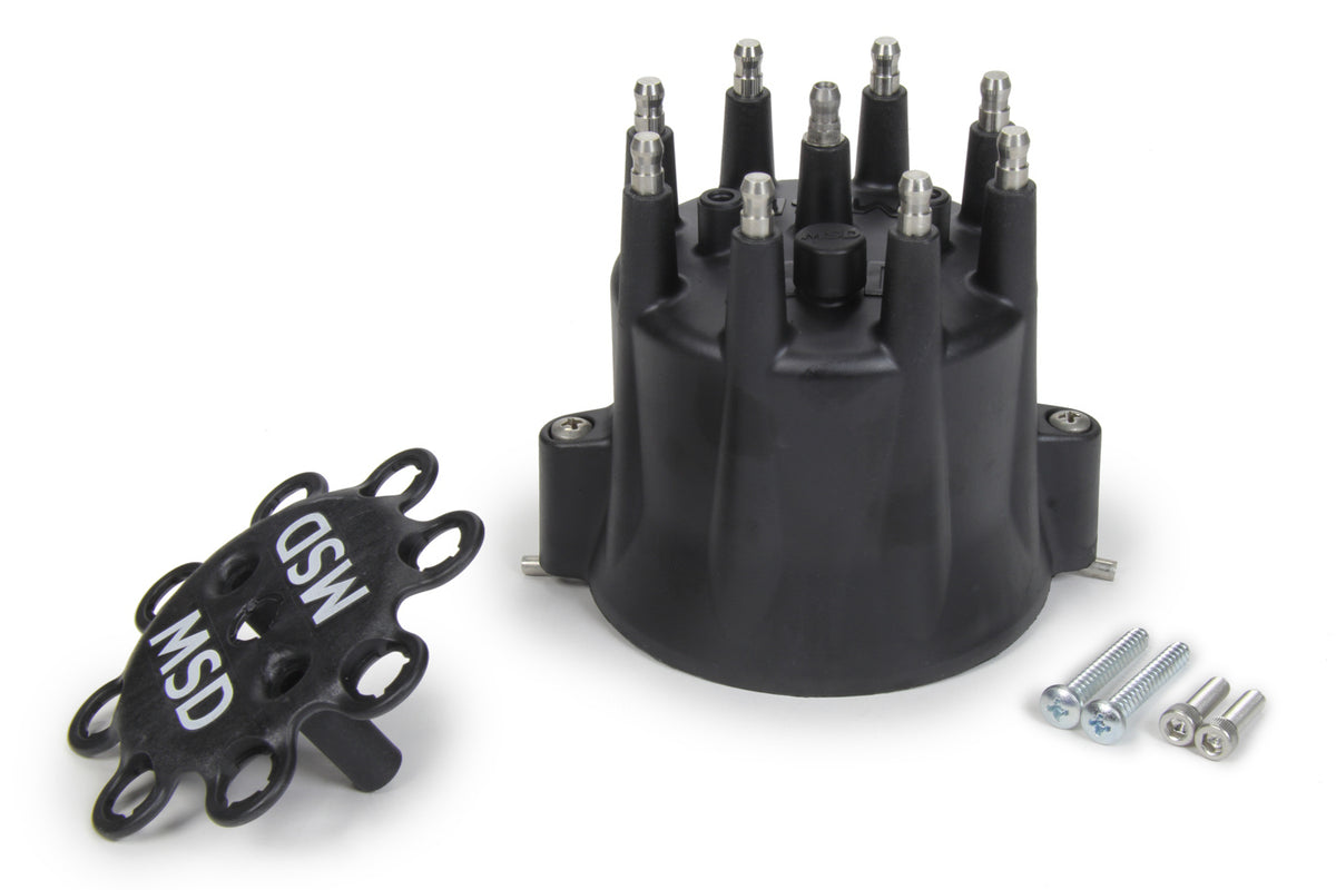 MSD Distributor Cap & Ret- Chevy V8 HEI- Black
