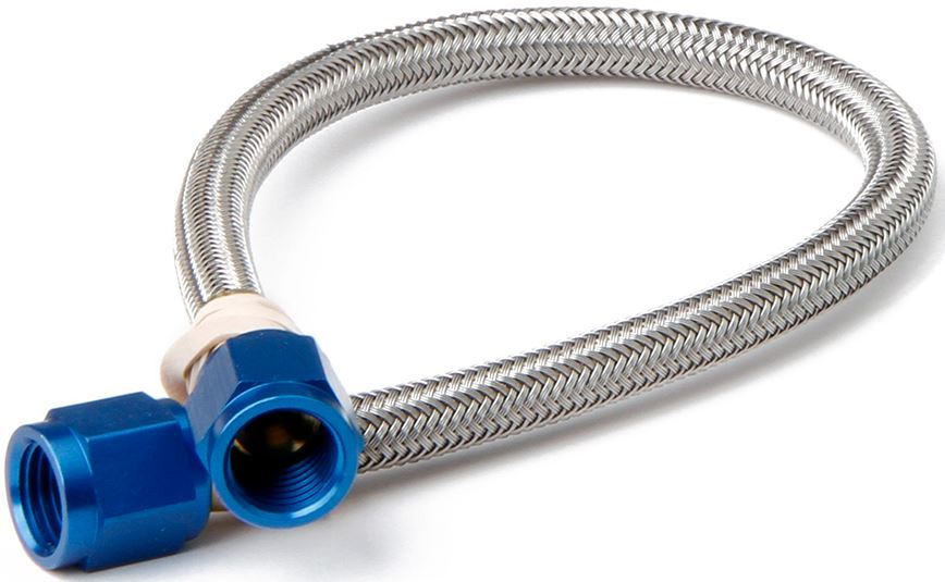 Nitrous Oxide Systems SST/Teflon Hose Assembly -4AN x 12in Blue