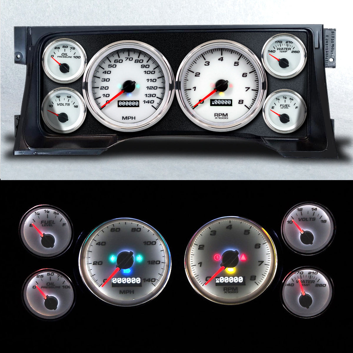 New Vintage USA Gauge Kit GM Truck 95-98 Performance White