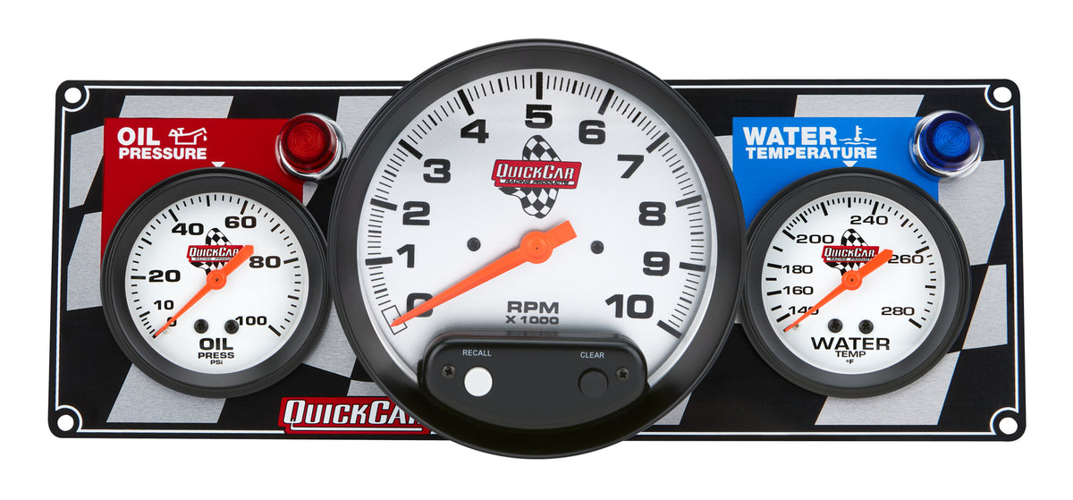 Quickcar Racing Products 2-1 Gauge Panel Tach OP/WT