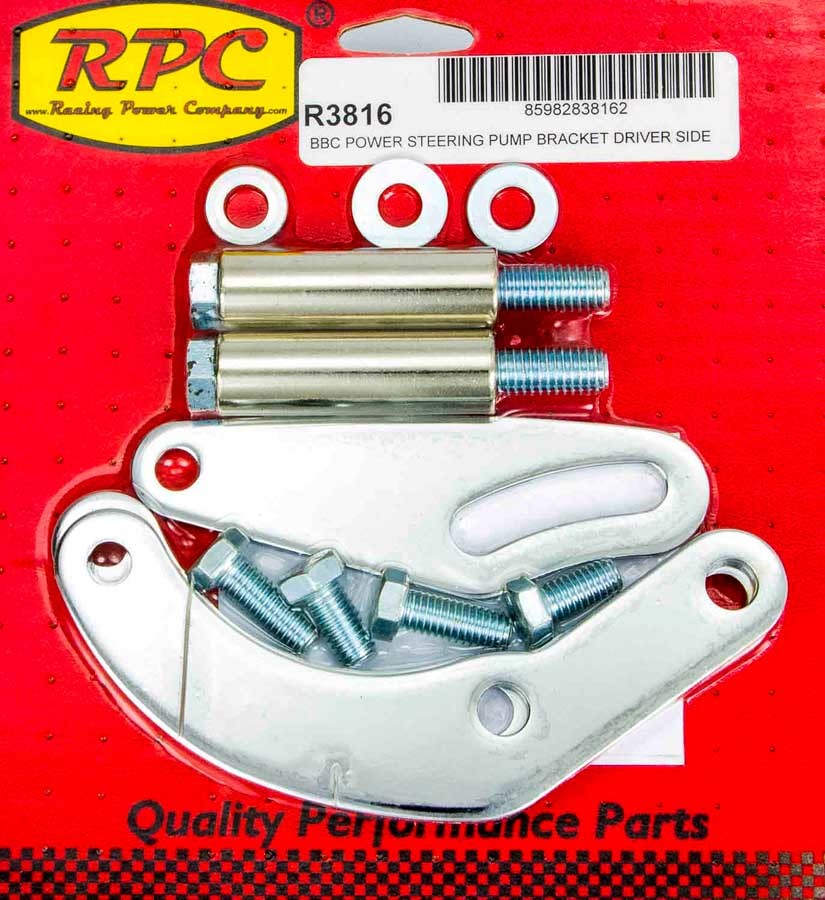 Racing Power Company BBC Saginaw Power Steer Bracket Swp Chrome