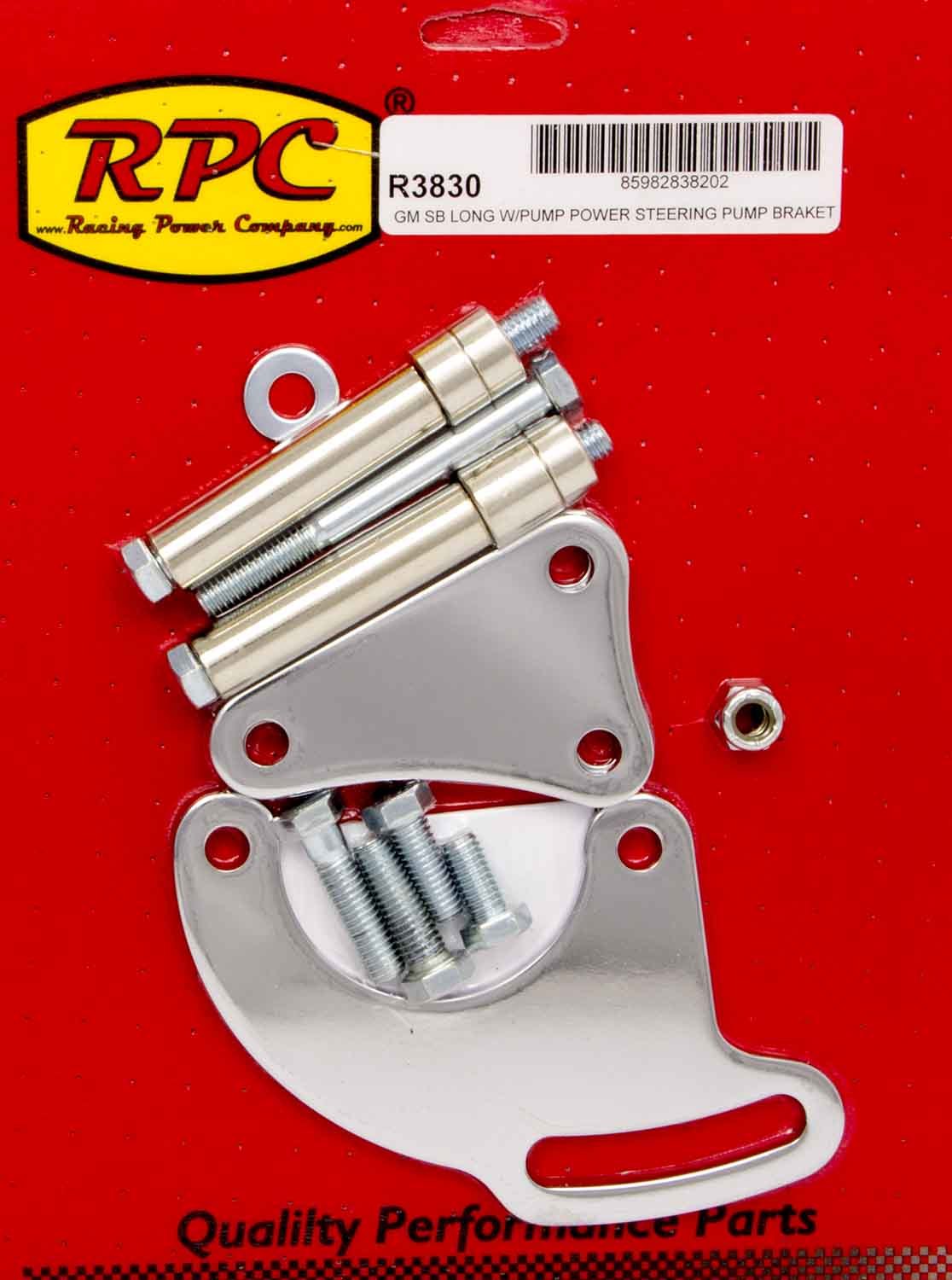 Racing Power Company SBC Saginaw Power Steer Bracket Lwp Chrome