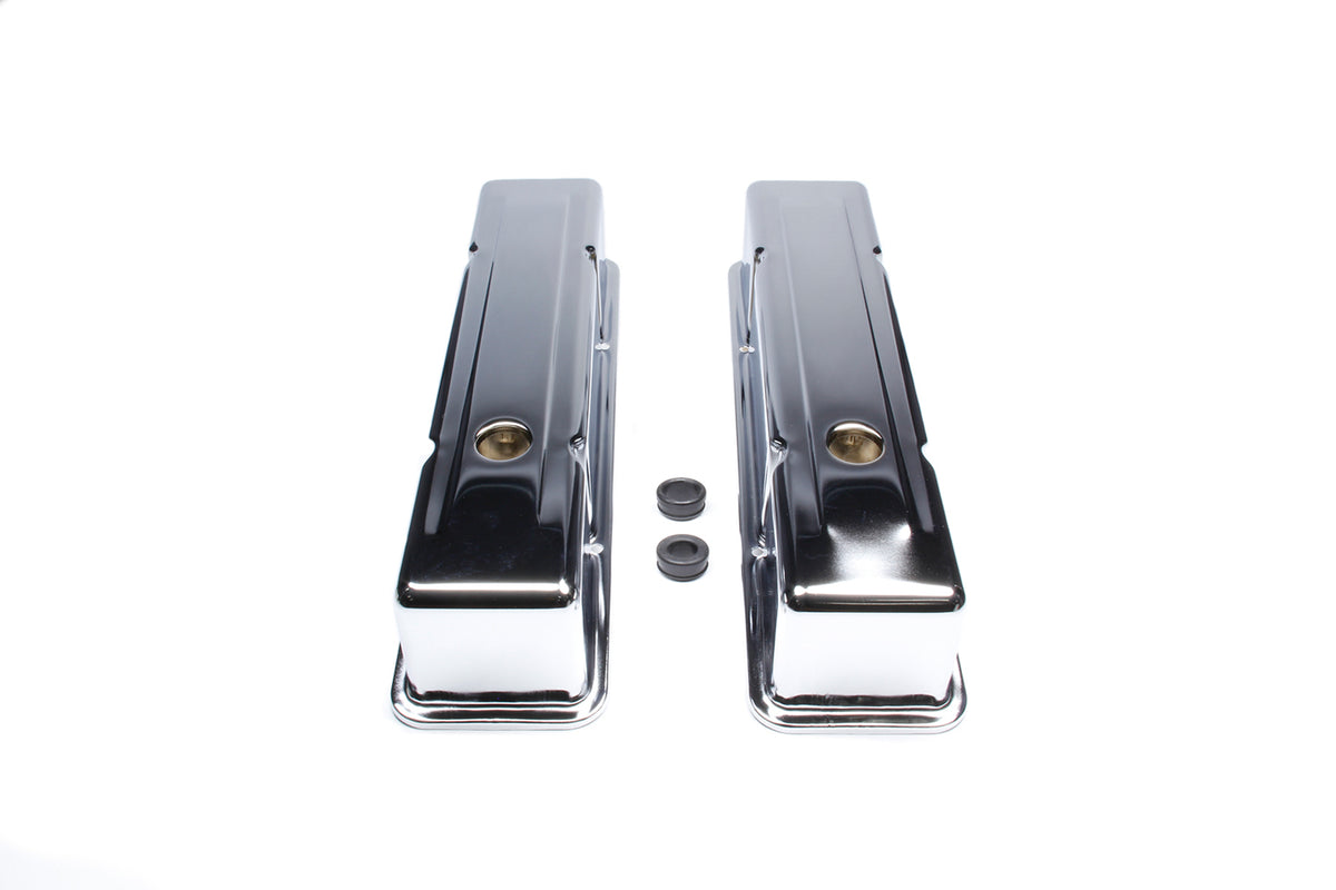 Racing Power Company 58-86 SBC Valve Covers Tall Chrome Steel