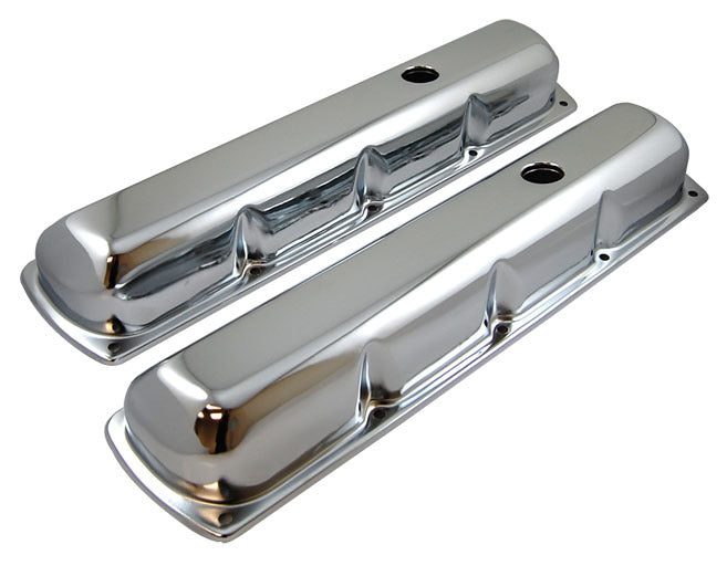 Racing Power Company Chrome Steel Oldsmobile Tall Valve Cover Pair